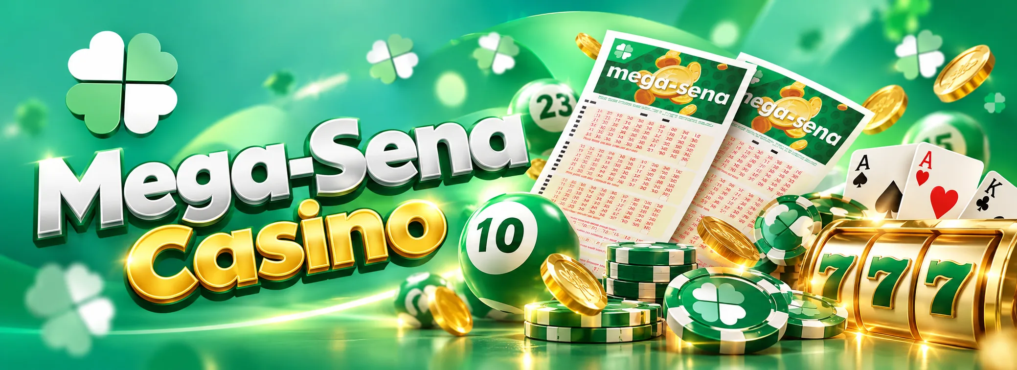 Mega-Sena Casino com bolas douradas de sorteio e o bônus de 100% até R$ 1.000,00